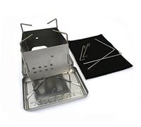 Firebox Estufa de Acero Inoxidable Nano + Kit X-Case - Multi Quema Combustible - Campamento/Bushcraft Plegable de Madera
