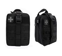 FIRECLUB Compact Tactical Molle Rip-Away Medical First Aid Utility Pouch 1000D Nylon for Hiking, Biking, Rock Climbing, Hunting, Sports (Black)