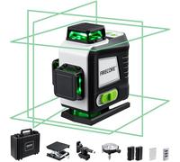 Firecore G60 Nivel láser verde 4 × 360°, Láser Autonivelante con 2 Baterías de Litio, Láser de Línea 4D con Control Remoto Inalámbrico, Ideal para Trabajos de Construcción, Reformas o Bricolaje