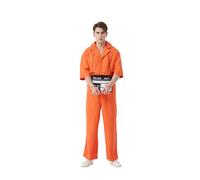 Firecos Disfraces de Prisioneros Adultos Traje de Preso Naranja para Hombres Mujeres Mono Criminal Prisión Uniforme 5pcs para Halloween Carnaval (XL)