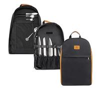 FIREDOG Mochila para cuchillos de chef, estuche para chefs y estudiantes, más de 21 bolsillos para cuchillos y utensilios de cocina (negro, estilo cabestrillo)