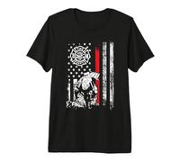 Firefighter American Flag Thin Red Line Cool Fireman Patriot Camiseta Premium
