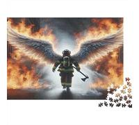 Firefighter Angel Wings 100% Recycled Cardboard Angel Firefighter 1000Pc Jigsaw Puzzles For Adults & Kids Fun Present 52x38cm/1000pcs