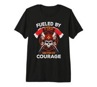Firefighter Fueled by Fire Driven by Courage Fireman Camiseta Premium