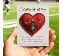 Firefighter Hug Keepsake - Heart-Shaped Encouragement Card for Rescue Personnel | Pocket Sized Token with Motivational Message, Giftable Support for Deployment Birthday Graduation Holiday Events