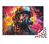 Firefighter in Gasmask 100% Recycled Cardboard Colorful Firefighter 1000Pc Jigsaw Puzzle Adults Fun Activity for Rainy Days 70x50cm/1000pcs