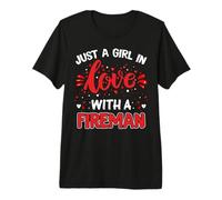 Firefighter Just A Girl In Love with A Fireman Firefighters Camiseta Premium