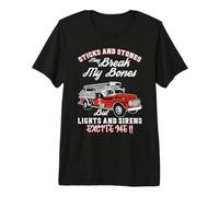 Firefighter Lights and Sirens Excite Me Fire Truck Driver Camiseta Premium