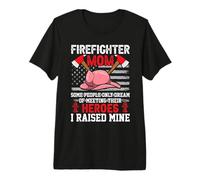 Firefighter Mom Heroes American Flag Fireman Firefighters Camiseta Premium
