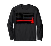 Firefighter Thin Red Line Flag Hero Fireman American Gift Manga Larga