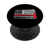 Firefighter Thin Red Line Flag Hero Fireman American Gift PopSockets PopGrip Adhesivo