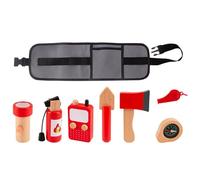 Firefighter Toys, Pretend Play Set, Firefighter Accessories, Educational Career Cosplay Props, Wooden Playset with Storage Bag, 9.45x5.91x2.36in, Ideal for Boys, Girls, Birthdays