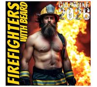 Firefighters with Beard Calendar 2026: Twelve Months of Shirtless Strength, Humor, and Rugged Style, 8.5 x 8.5" Brave & Bearded Edition