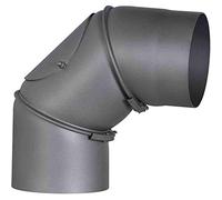 FIREFIX 1765 RD150/B - Codo de tubo de estufa de acero de 2 mm de grosor (tubo de humo) de 150 mm de diámetro, para estufas y hogueras, Senotherm, gris oscuro