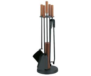 FIREFIX K2453 - Chimenea con asas de madera oscura, revestimiento negro