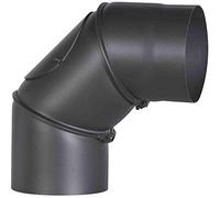 FIREFIX R150/B - Arco de tubo de estufa de acero de 2 mm de grosor (tubo de humo) de 150 mm de diámetro, para estufas y fuegos, Senotherm, negro, ajustable de 0 a 90 grados, con puerta de limpieza