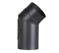 FIREFIX R150/B4 Arco de tubo de estufa de acero de 2 mm de grosor (tubo de humo) de 150 mm de diámetro, para estufas y fuegos, Senotherm, negro, 45 grados, con puerta de limpieza