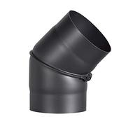 FIREFIX R150/B45 Arco de tubo de estufa de acero de 2 mm de grosor (tubo de humo) de 150 mm de diámetro, para estufas y fuegos, Senotherm, negro, ajustable 0 - 45 grados, sin puerta de limpieza