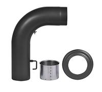 FIREFIX R150/SBR - Juego de tubos de estufa con muesca (acero, 2 mm, 150 mm de diámetro, para estufas y fuegos, 3 piezas), color negro