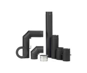 FIREFIX R150/SET - Juego de tubos de estufa de acero de 2 mm de grosor (tubo acodado) de 150 mm de diámetro, para estufas y hogueras, 3 piezas, color negro