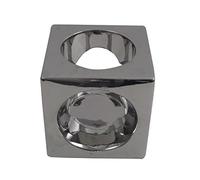 Firefly Home Collection 97145 - Portavelas cuadrado de cerámica plateada de 7.75 x 7.75 pulgadas, diseño cuadrado de luciérnaga para el hogar