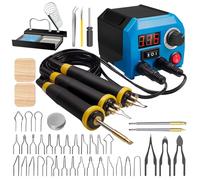 FIRElood LH55-Z2-NS3 - Pluma de leña para quemar madera, 200 ~ 750 ℃, kit de combustión de madera con termómetro digital, 3 bolígrafos pirográficos de madera, 3 puntas de cobre sólido, 33 puntas de