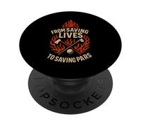 Fireman Golf - from Saving Lives - Firefighter Golfer PopSockets PopGrip Adhesivo