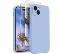 FireNova Designed for iPhone 15 Case, Silicone Upgraded [Camera Protection] Phone Case with [2 Screen Protectors], Soft Anti-Scratch Microfiber Lining Inside, 6.1 Inch, Light Blue