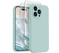 FireNova Designed for iPhone 15 Pro MAX Case, Silicone Upgraded [Camera Protection] Phone Case with [2 Screen Protectors], Soft Anti-Scratch Microfiber Lining Inside, 6.7 Inch, Mint Green