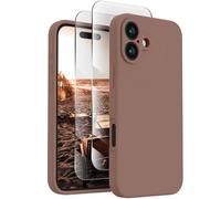 FireNova Designed for iPhone 16 Case, Silicone Upgraded [Camera Protection] Phone Case with [2 protectores de pantalla], Soft Anti -Scratch Microfiber Lining Inside, 6,1 pulgadas, Light Brown