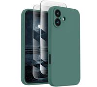 FireNova Funda diseñada para iPhone 16, funda de silicona mejorada [protección de cámara] con [2 protectores de pantalla], forro interior de microfibra suave antiarañazos de 6.1 pulgadas, color verde