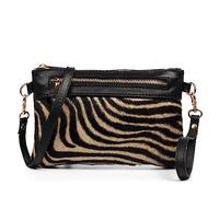 Firenze Artegiani. Alcara Bolso bandolera de mujer de piel auténtica acabado Cavallino y Sauvage 22x2,5x15 cm. Color: Tigre