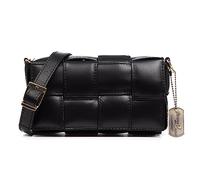 Firenze Artegiani. Anela bolso bandolera mujer. Piel auténtica acabado Sauvage acolchado 22x8,5x12 cm. Color: Negro