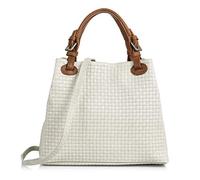 FIRENZE ARTEGIANI.Bolso de mujer piel auténtica.Bolso Tote cuero genuino grabado Serpiente.Asa hombro y correa bandolera. MADE IN ITALY. VERA PELLE ITALIANA. 33x29x17 cm. Color: Blanco