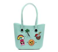 Firenze Artegiani Libelulla. Bolso Shopper de playa, de goma EVA con asas largas y charm decorativos 34x10x28 cm. Color: Verde Menta