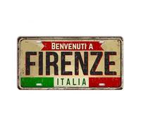 Firenze - Placa de matrícula de Italia, diseño de la provincia de Comune