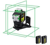 Fireocre F95T-4G - Nivelador láser verde autonivelante de 4 x 360 grados, herramienta de nivel láser de línea cruzada 3D, láser de piso de alta precisión con 2 baterías de iones de litio, control