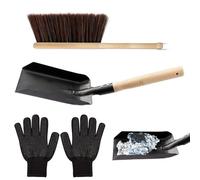 Fireplace Ash Shovel |Metal Rust-Resistant Heavy Duty Cleaning Tools Chimney Brush Kit | For Dust Sweeping Maintenance Outdoor Wood Stove Coal Campfire