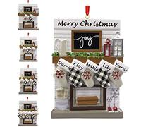 Fireplace Mantle Family Personalized Christmas Ornaments 2024 Custom Stockings Family of 2 3 4 5 6 Names Christmas Ornament Xmas Tree Decorations Family of 5