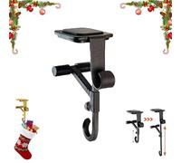 Fireplace Stocking and Garland Hanger, Garland Hangers for Mantle, Mantle Hangers, Adjustable 2 in 1 Double Mantel Hangers for Front Door, Christmas Stocking Holder for Homes Decorations (black 1pcs)