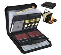 Fireproof and Waterproof File - Rushclick 1832°f Soft Case Fireproof Box, Important Document Organizer Fireproof's W/ 26 Pocket & Handle & Labels, Keep Your Important Documents Safe (No Handle)