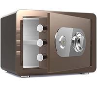 Fireproof Waterproof Safe Money with Lock Steel Thickened Door Panel Hotel Small Storage Cabinets Key Password Wall-Mounted For Home Office Cash Use,Brown