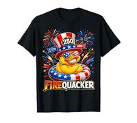 Firequacker 250th Birthday 2026 Patriotic Rubber Duck Party Camiseta