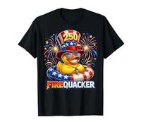 Firequacker 250th Birthday 2026 Patriotic Rubber Duck Party Camiseta