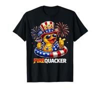 Firequacker 250th Birthday 2026 Patriotic Rubber Duck Party Camiseta