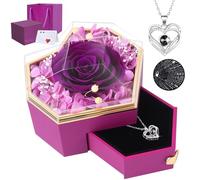 Firestyle Madre, Mujer, Flores eternas, Rosas en 100 Idiomas y yo te Amo Collar, cumpleaños, Aniversario, San valentín, día de la Madre, Regalo para Ella en Navidad (Morado)