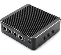 Firewall Micro Appliance,Fanless Mini PC with Intel Celeron J4125 Quad Core,4 Intel I225 Gigabit LAN,VGA/HDMI/USB,AES-NI,8GB Ram,64GB mSATA SSD