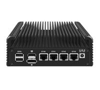 Firewall Mini PC Quad Core N150 Barebone, hardware de computadora sin ventilador, dispositivo de micro enrutador con 4xI226-V 2.5GbE LAN, DDR5 M.2 NVMe x4/SATA3.0, WiFi6, compatible con oficina en