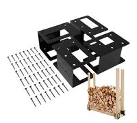 Firewood Rack, 4 Pieces Log Stacking Holder Brackets, Powder Coated Space-Saving Stand, Perfect for Indoor Fireplace, Outdoor Bonfire, Garage Yard Porch Cabin Barn Storage, 16.8x11.8x12.7cm Metal