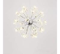 Firework Crystal Long Branch Pendant Lighting Chandelier Led Ceiling Light Fixture for Living Room Bedroom,Chrome,24 Lights(Chrome,32 Lights)